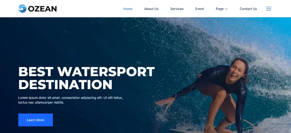 Water Sports & Surfing - Elementor Kit - Free Download